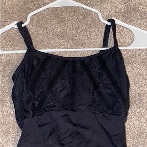 black lace ballet leotard
